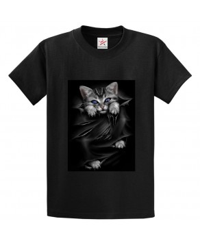 Gloomy Eyed Cat Lying in Sheet Unisex Kids and Adults T-Shirt for Cat Lovers